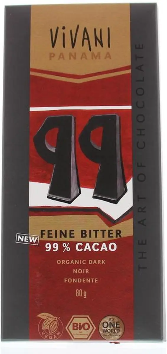 Vivani Chocolade Feine Bitter 99% - 80g - afbeelding 4 van 5