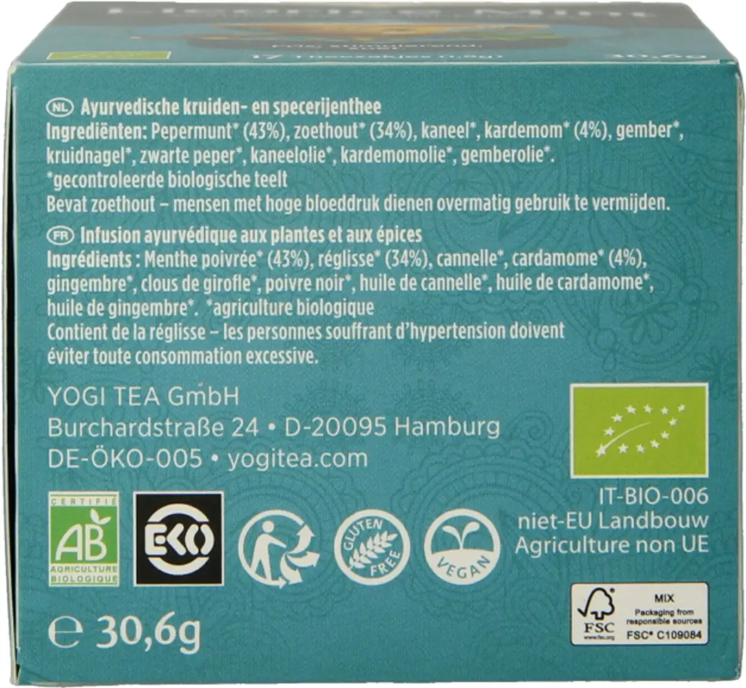 Yogi Tea Licorice Mint Bio Kruidenthee - 17 Zakjes