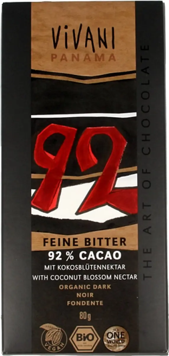 Vivani Chocolade Feine Bitter 92% 80g - afbeelding 6 van 6