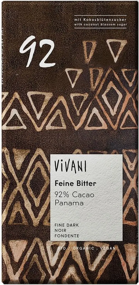 Vivani Chocolade Feine Bitter 92% 80g - afbeelding 5 van 6