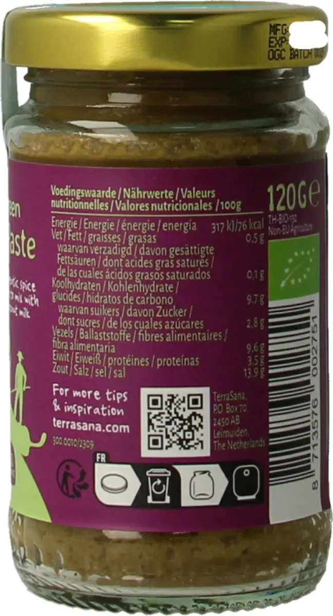 Terrasana Thaise Groene Currypasta Bio 120g