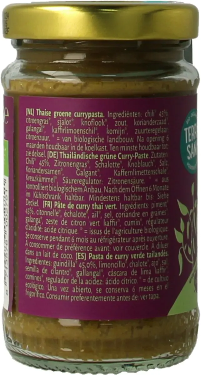 Terrasana Thaise Groene Currypasta Bio 120g