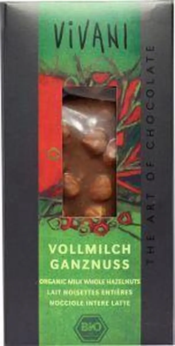 Vivani Melk Chocoladereep Hele Hazelnoten 100g - afbeelding 5 van 5