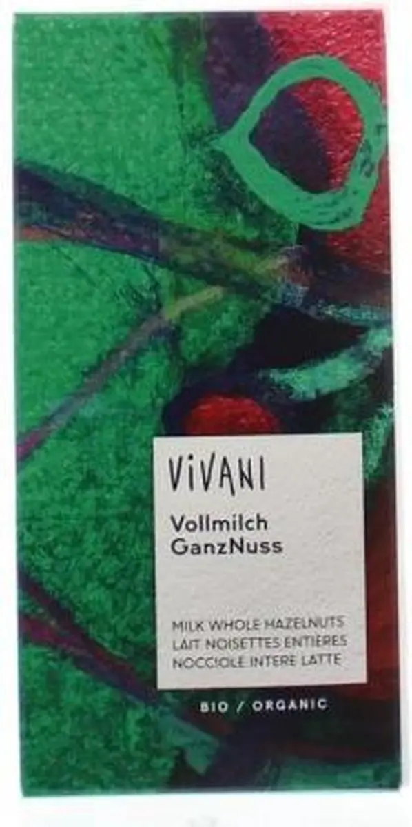Vivani Melk Chocoladereep Hele Hazelnoten 100g - afbeelding 3 van 5