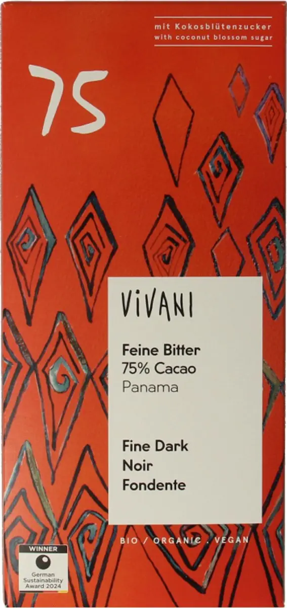 Vivani Puur Biologisch Chocoladereep 80g - afbeelding 5 van 5