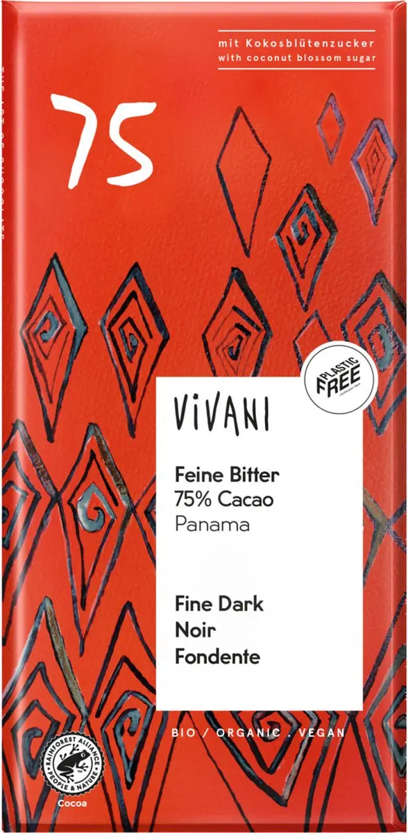 Vivani Puur Biologisch Chocoladereep 80g