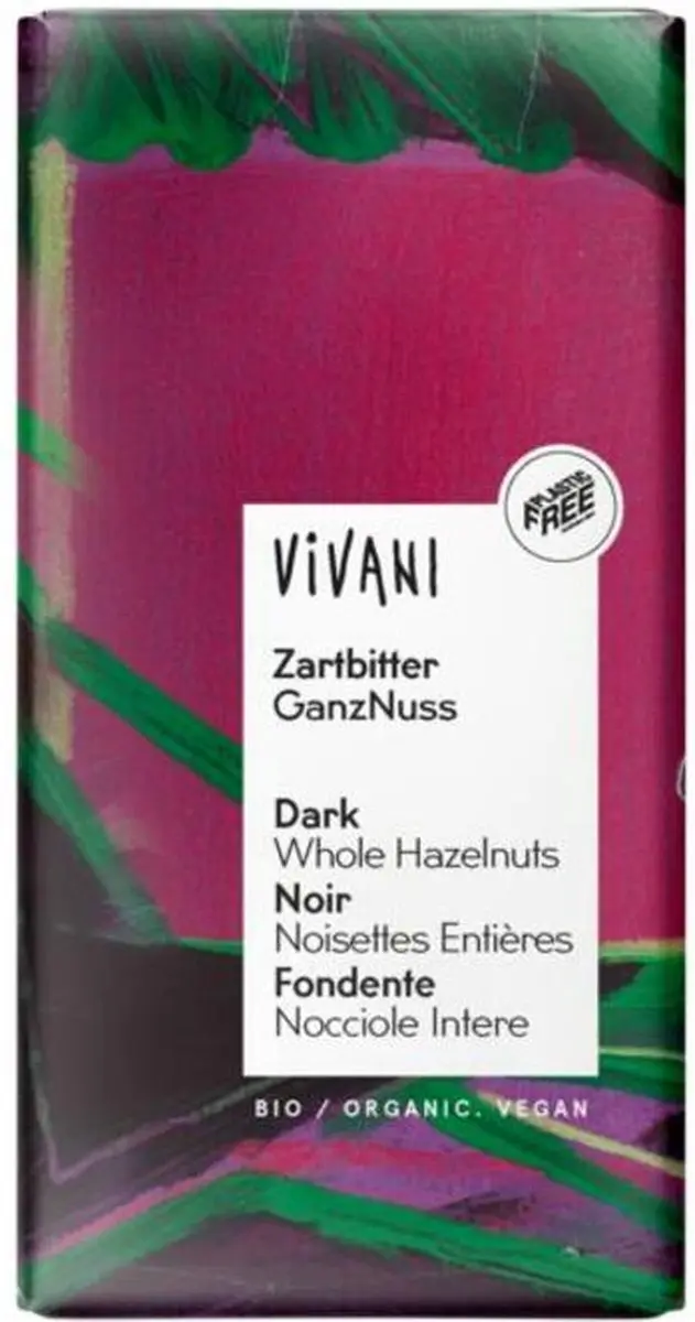 Vivani Puur Hazelnoot Chocoladereep 100g - afbeelding 5 van 5