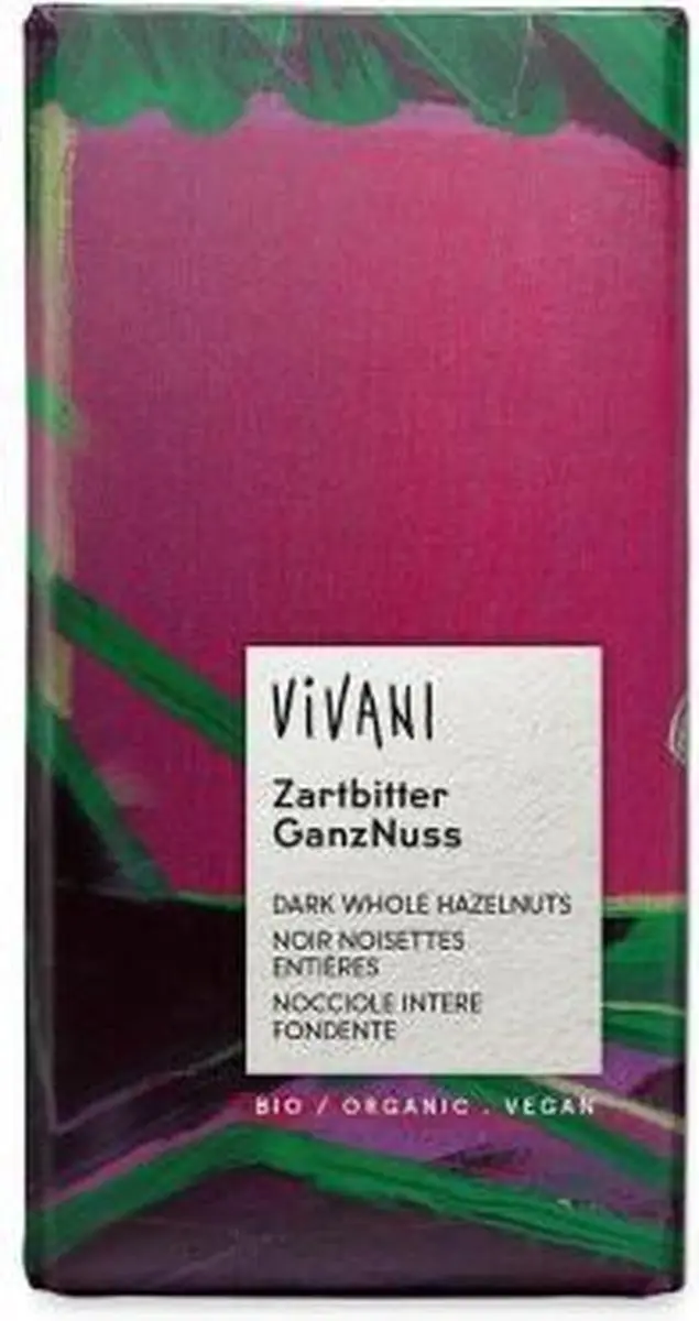 Vivani Puur Hazelnoot Chocoladereep 100g - afbeelding 3 van 5