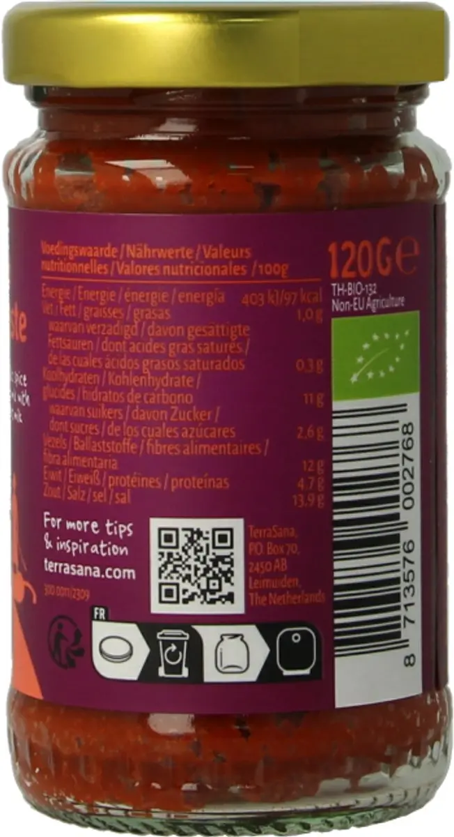 Terrasana Thaise Rode Currypasta Bio 120g