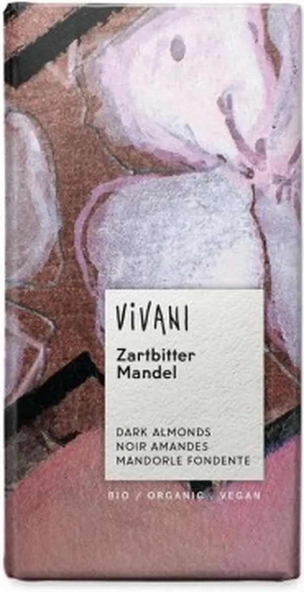 Vivani Puur Amandelen Chocoladereep 100g - afbeelding 5 van 5