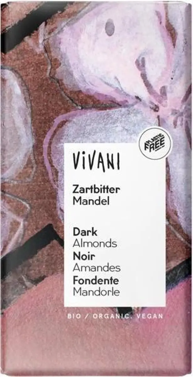 Vivani Puur Amandelen Chocoladereep 100g - afbeelding 4 van 5