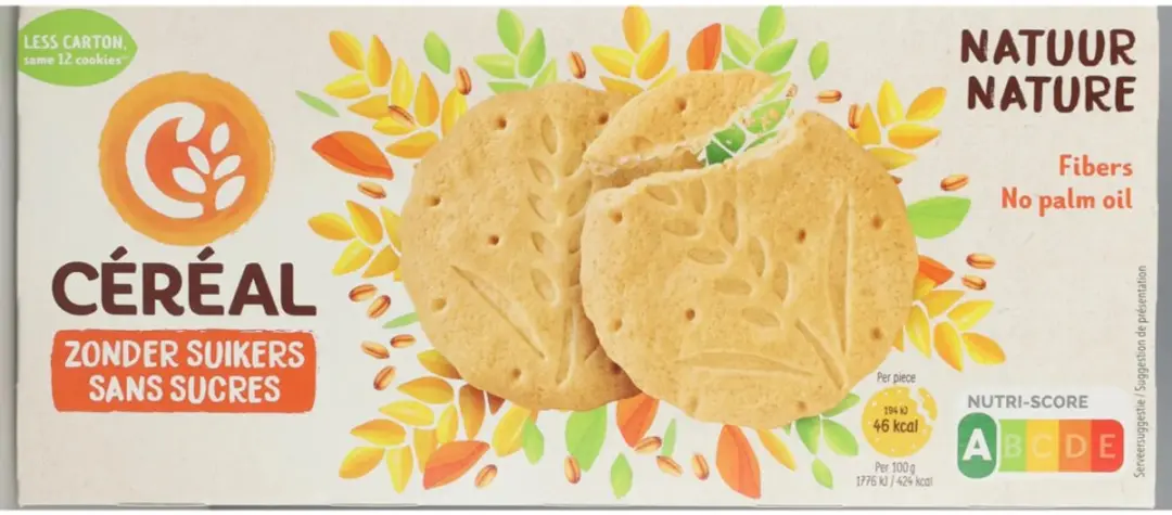 Cereal Zandkoekjes Natuur Suikervrij 132g - 12 Stuks - afbeelding 3 van 6