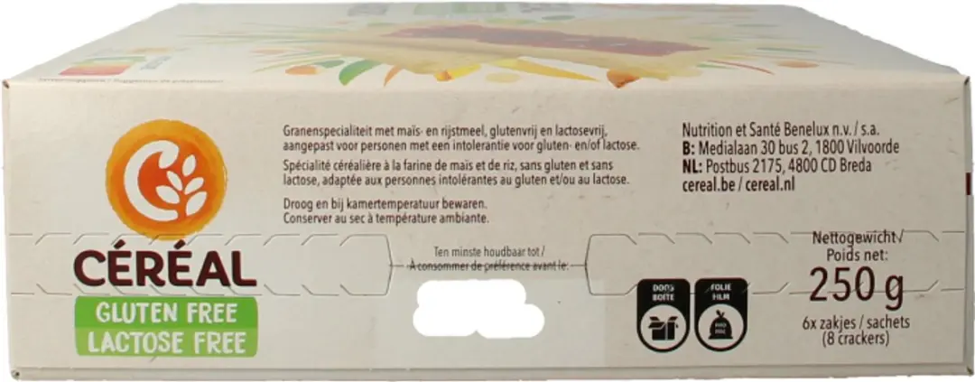 Cereal Crackers Glutenvrij & Lactosevrij 250g - afbeelding 4 van 6