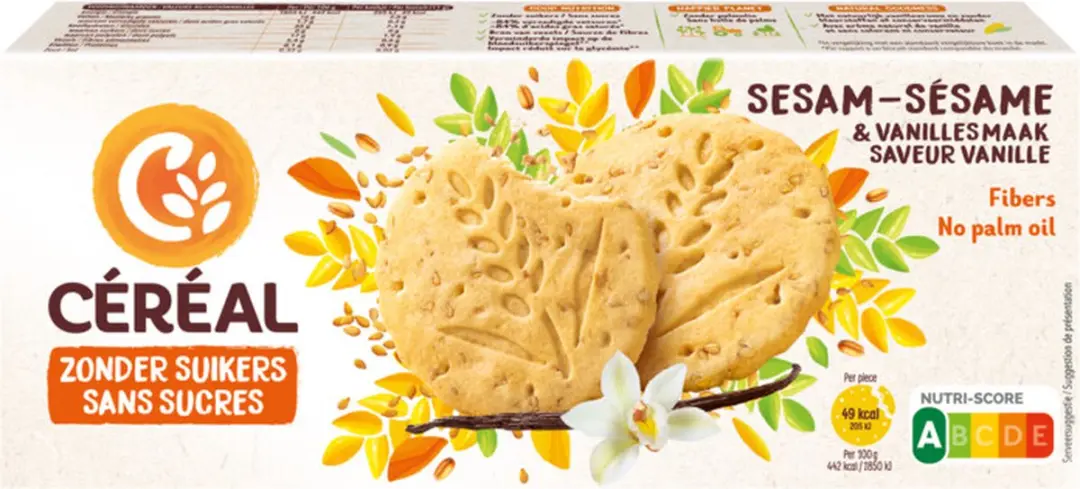 Cereal Sesamkoekjes Vanillesmaak 132g - afbeelding 4 van 6