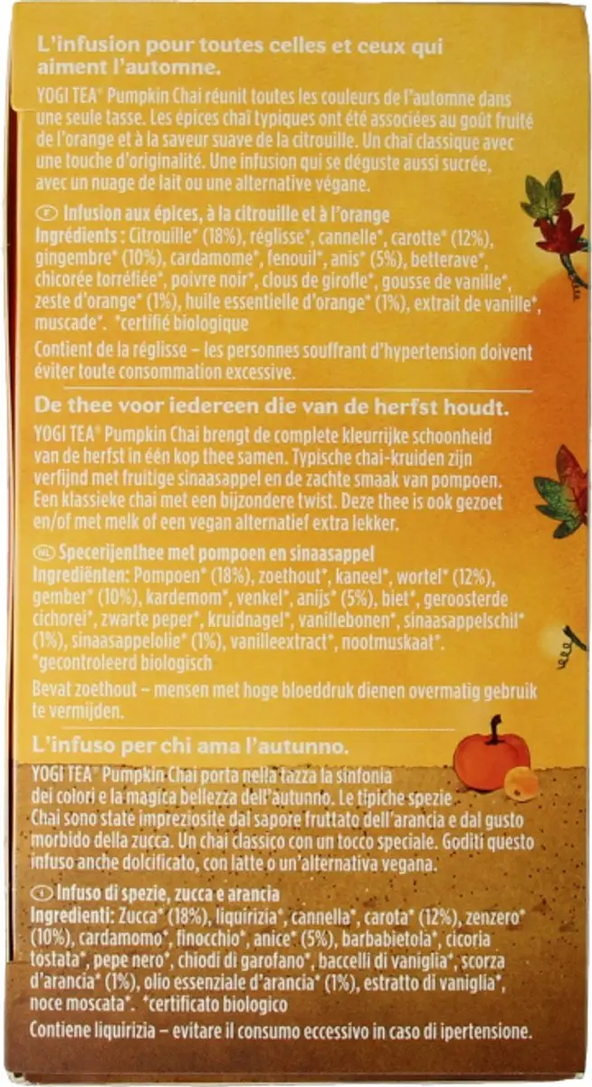 Yogi Tea Pumpkin Chai Bio - 17 Stuks