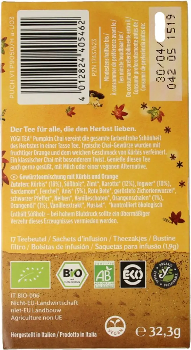Yogi Tea Pumpkin Chai Bio - 17 Stuks