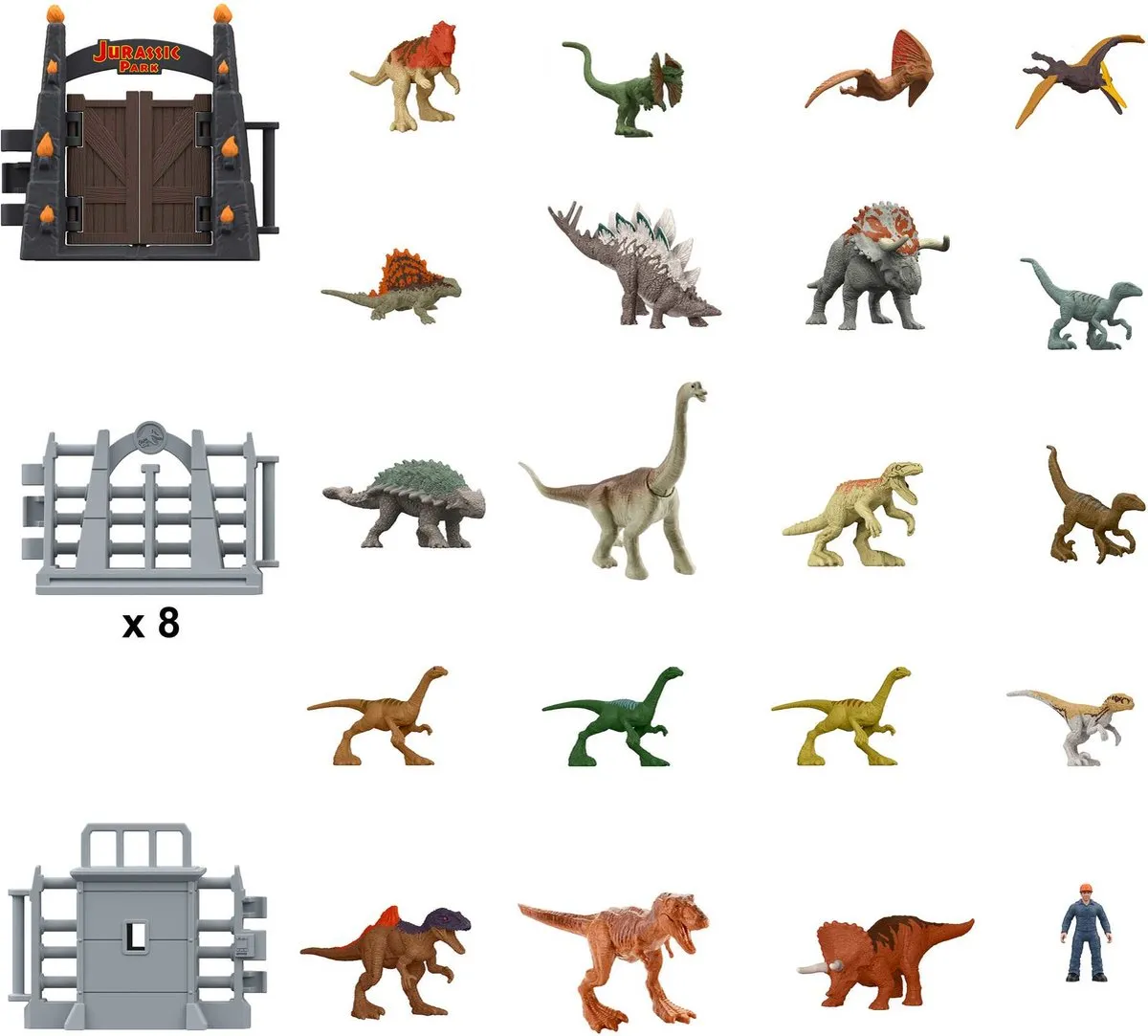 Jurassic World Adventskalender Speelfigurenset HTK45 - 30 Stuks - Multicolor