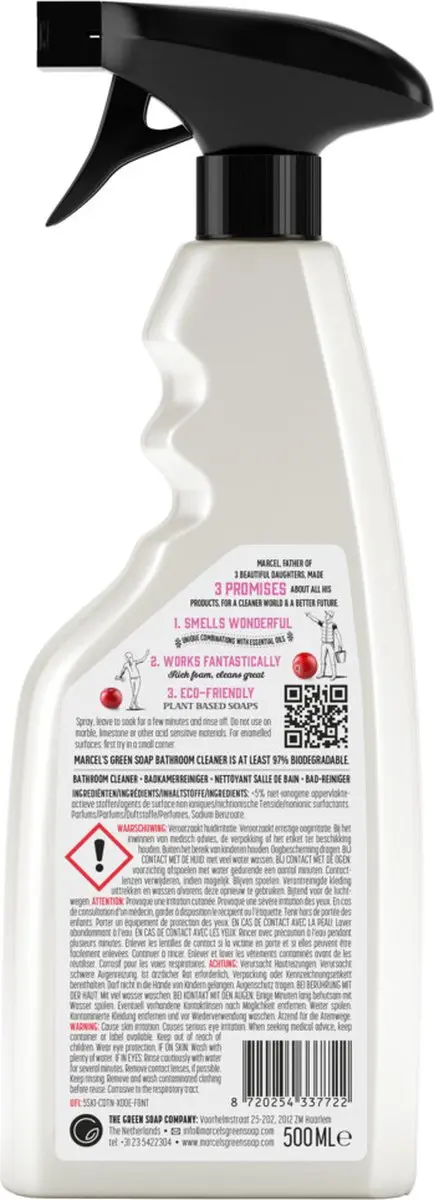 Marcel's Green Soap Badkamerreiniger Patchouli & Cranberry 500ml - afbeelding 2 van 3