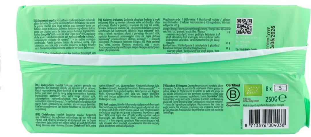 Terrasana Spelt Crackers Bio 250g