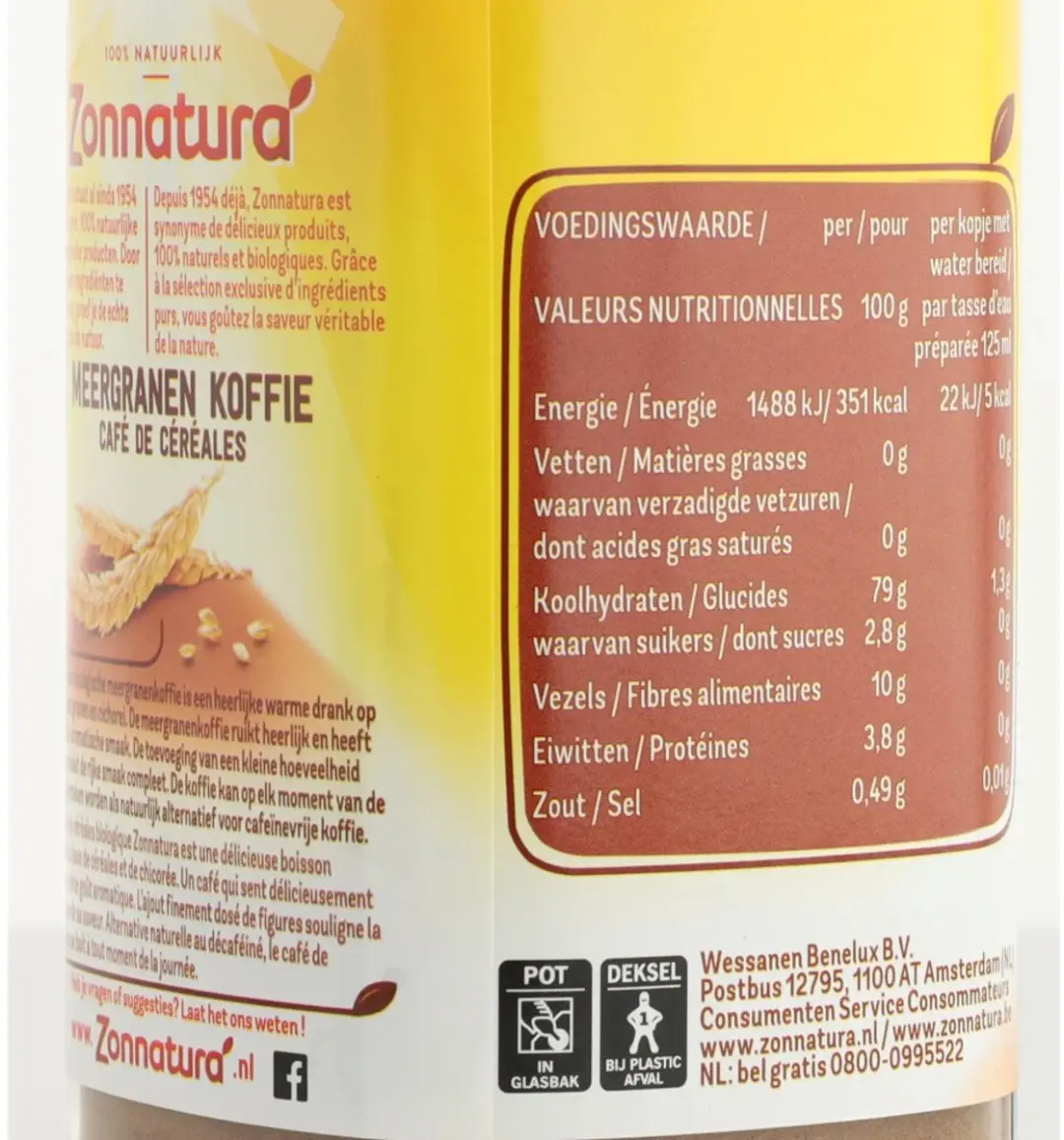 Zonnatura Meergranen Koffie Cafeïnevrij 100g