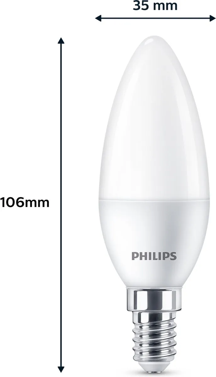 Philips LED Kaarslamp Mat 4.9W E14 Warmwit - 3 Stuks