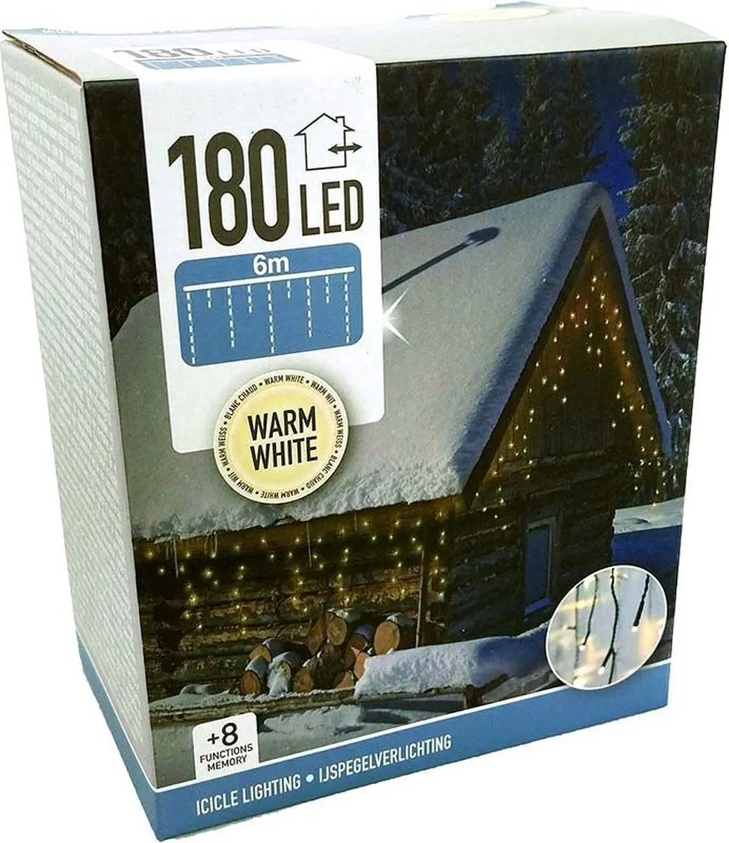 Anna's Collection IJspegel kerstverlichting 6m 180 LED warm wit