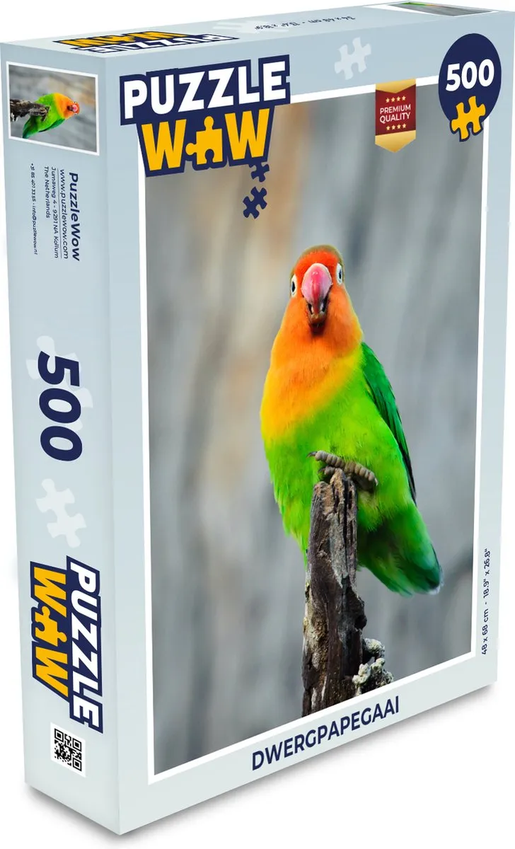 PuzzleWow Dwergpapegaai Legpuzzel 500 Stuks - Multicolor