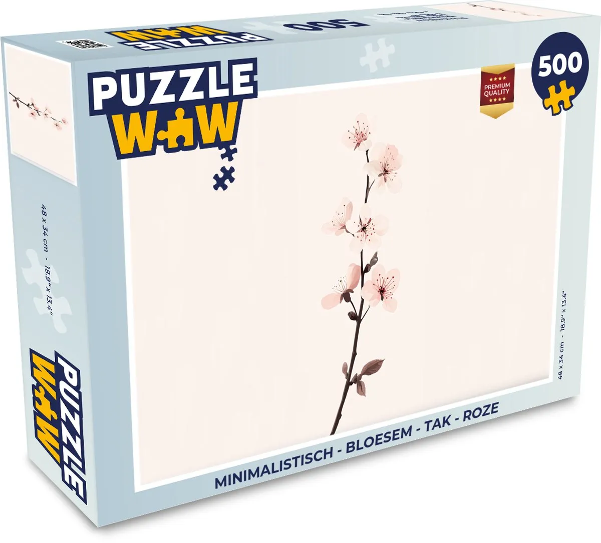 PuzzleWow Minimalistisch Bloesem Tak Legpuzzel 500 Stuks - Roze