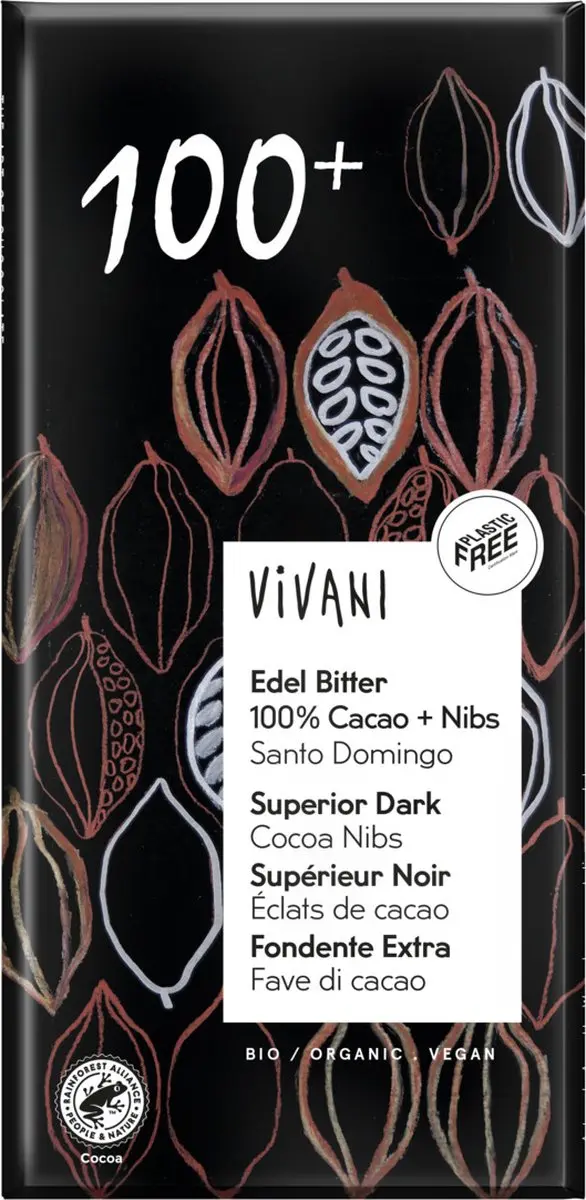 Vivani Puur 100+% Cacao Chocoladereep 80g
