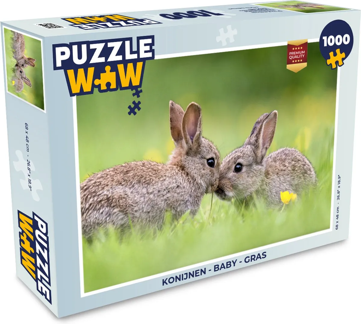PuzzleWow Konijnen Gras Legpuzzel 1000 Stuks - Multicolor