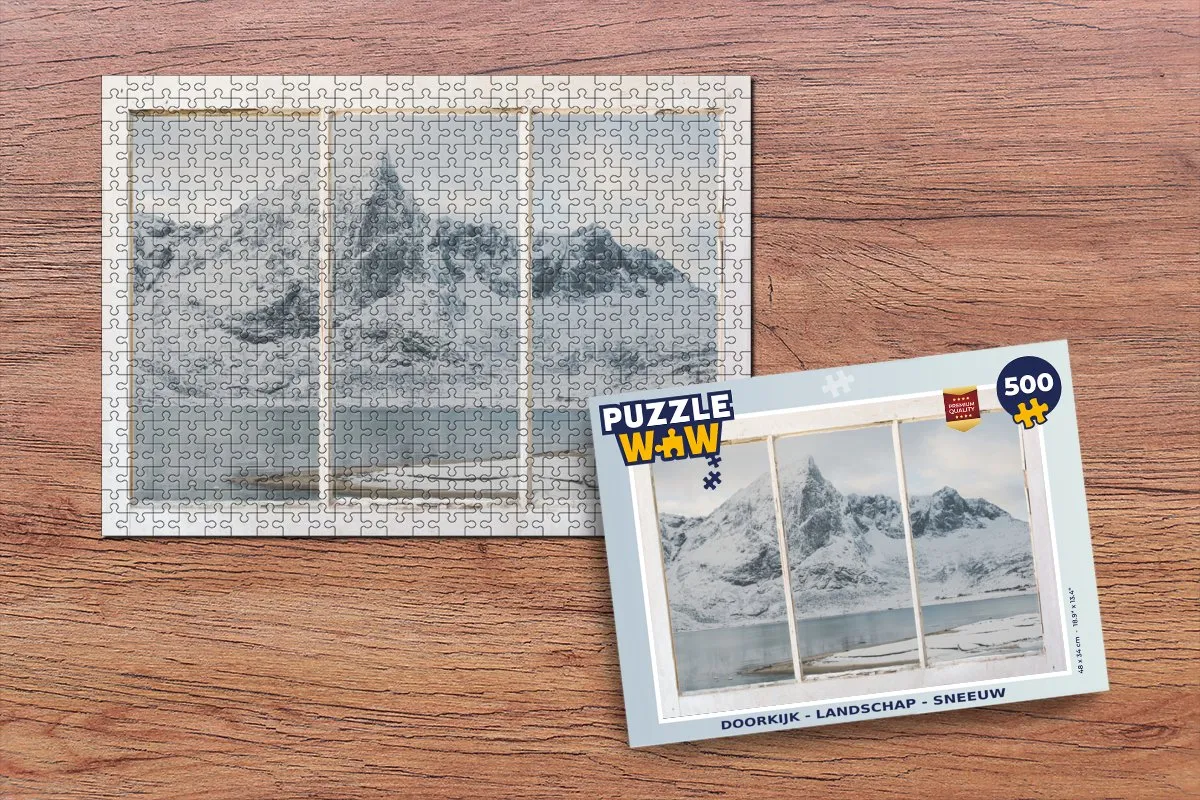 PuzzleWow Doorkijk Landschap Sneeuw Legpuzzel 500 Stuks - Multicolor