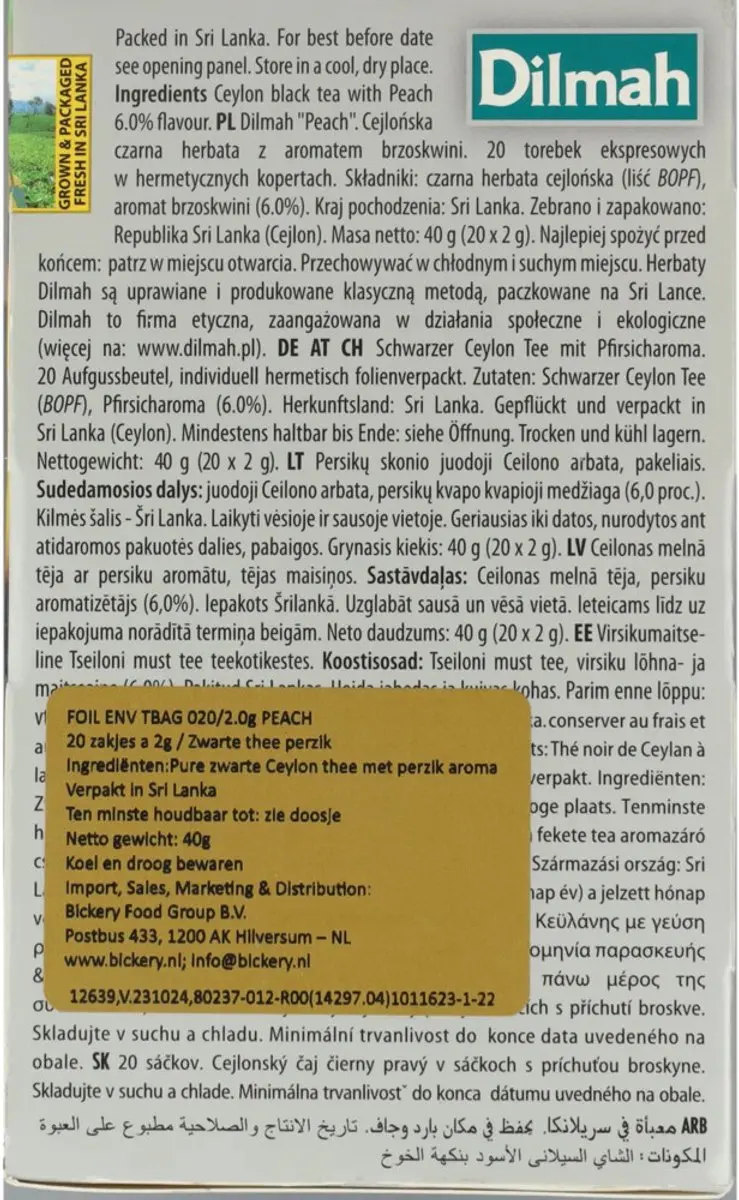 Dilmah Perzik Thee 20 Zakjes - afbeelding 2 van 5