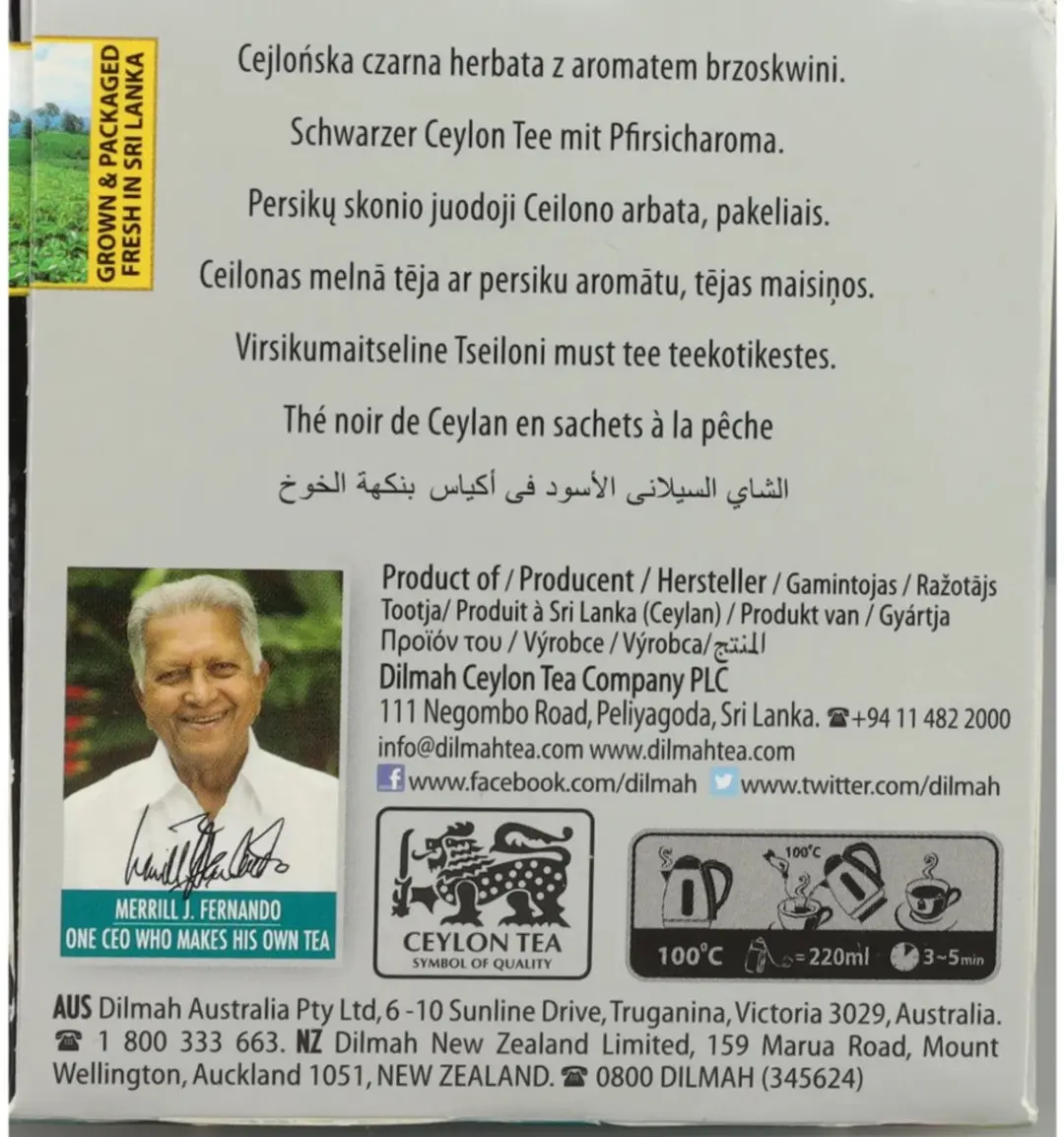 Dilmah Perzik Thee 20 Zakjes