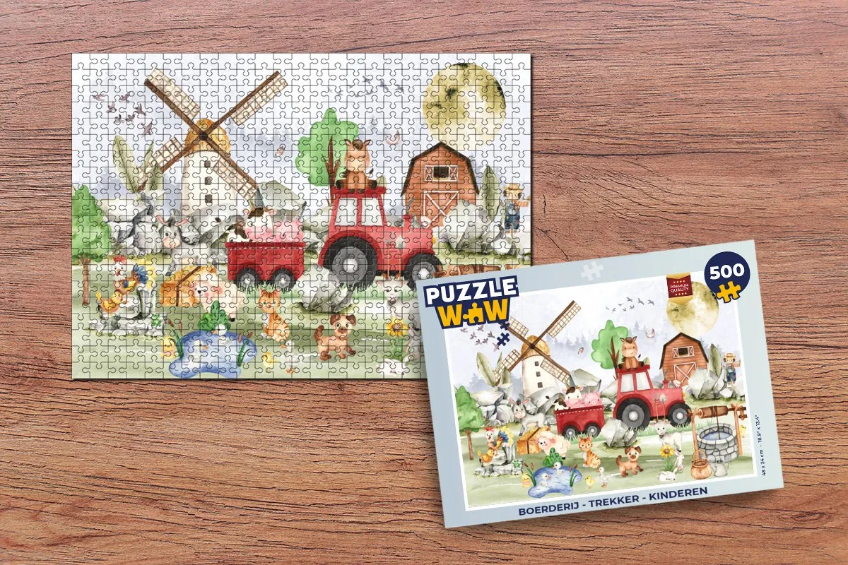 PuzzleWow Boerderij Trekker Legpuzzel 500 Stuks - Multicolor