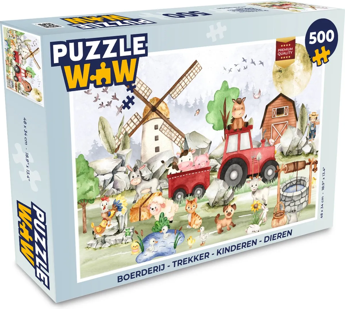 PuzzleWow Boerderij Trekker Legpuzzel 500 Stuks - Multicolor