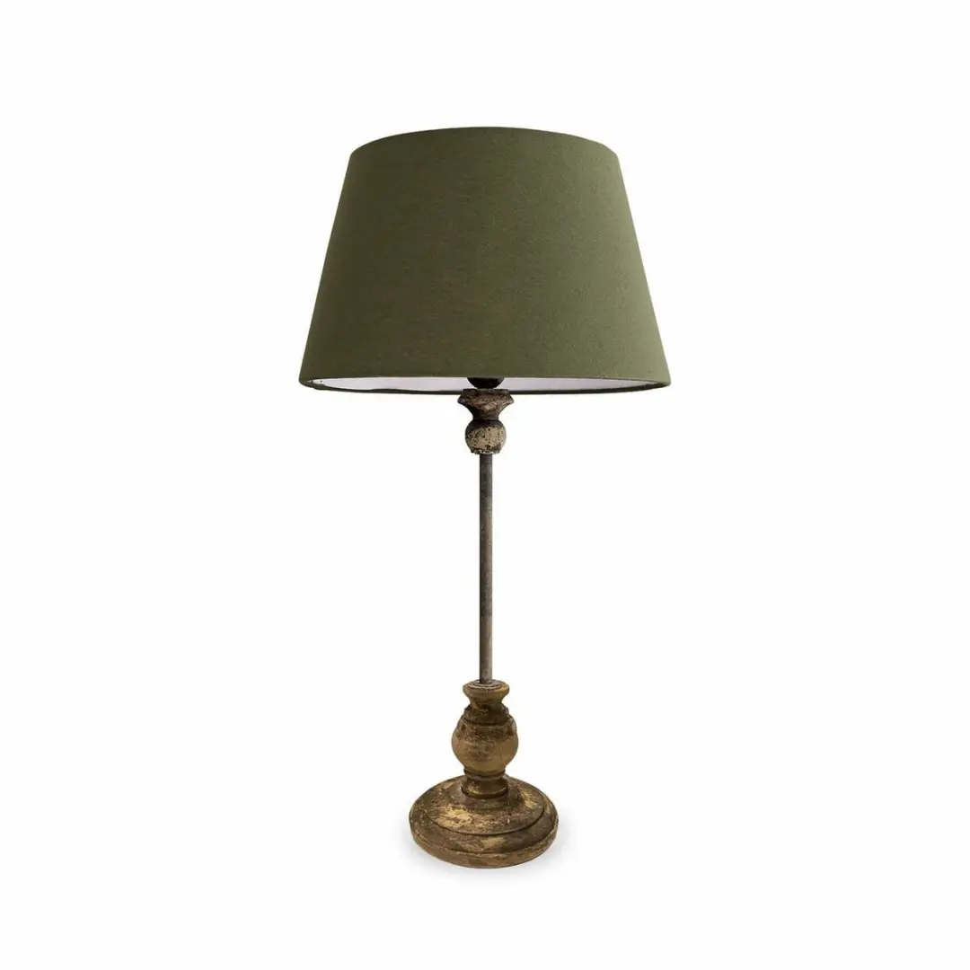 Loberon Karlora Tafellamp - 25W - Ø34cm - Groen/Antiekbruin