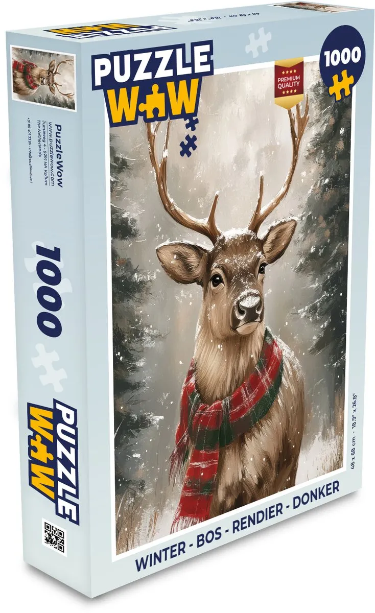 PuzzleWow Winter Bos Rendier Puzzle 1000 Stuks