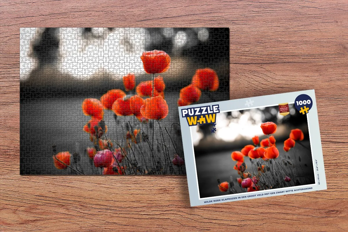 PuzzleWow Legpuzzel Wilde Rode Klaprozen 1000 Stuks - Multicolor