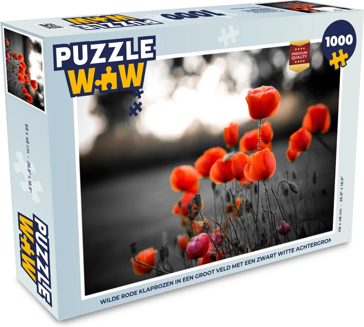 PuzzleWow Legpuzzel Wilde Rode Klaprozen 1000 Stuks - Multicolor