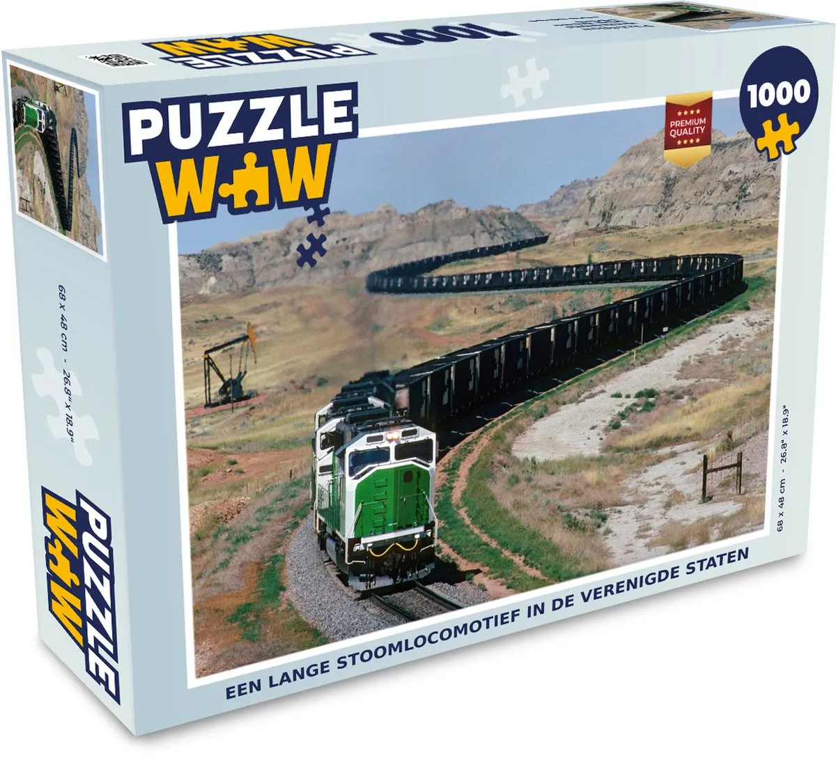 PuzzleWow Legpuzzel Een lange stoomtrein VS 1000 Stuks - Multicolor