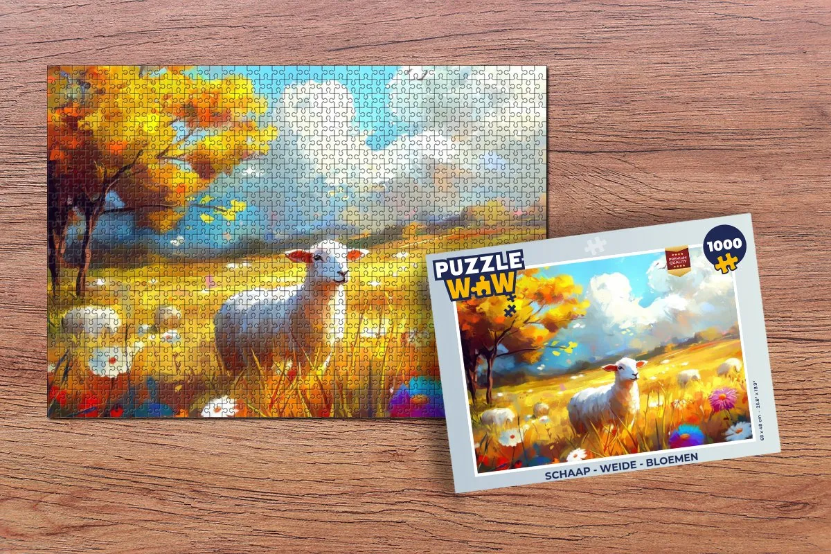 PuzzleWow Schaap - Weide Bloemen Legpuzzel 1000 Stuks
