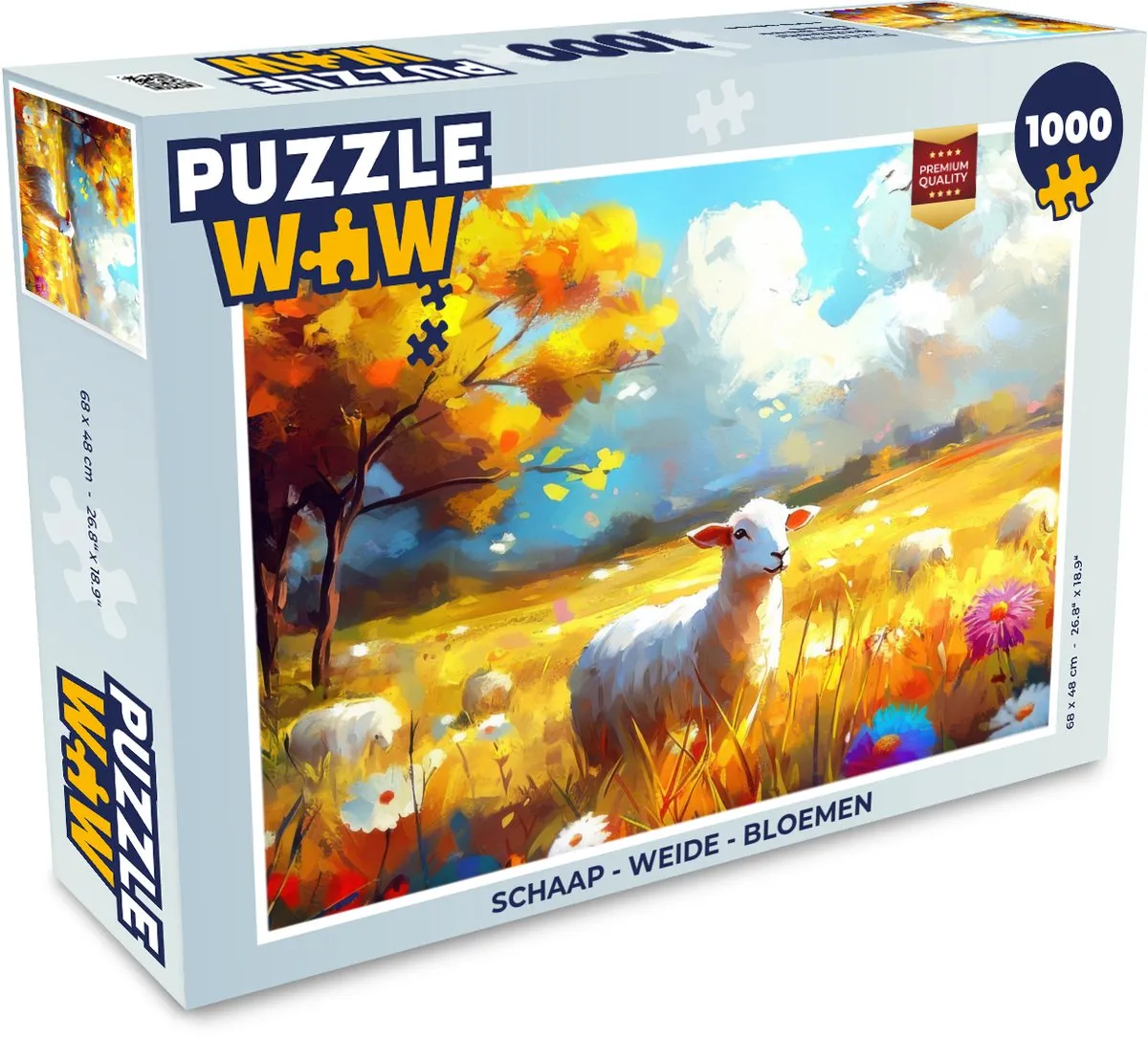 PuzzleWow Schaap - Weide Bloemen Legpuzzel 1000 Stuks