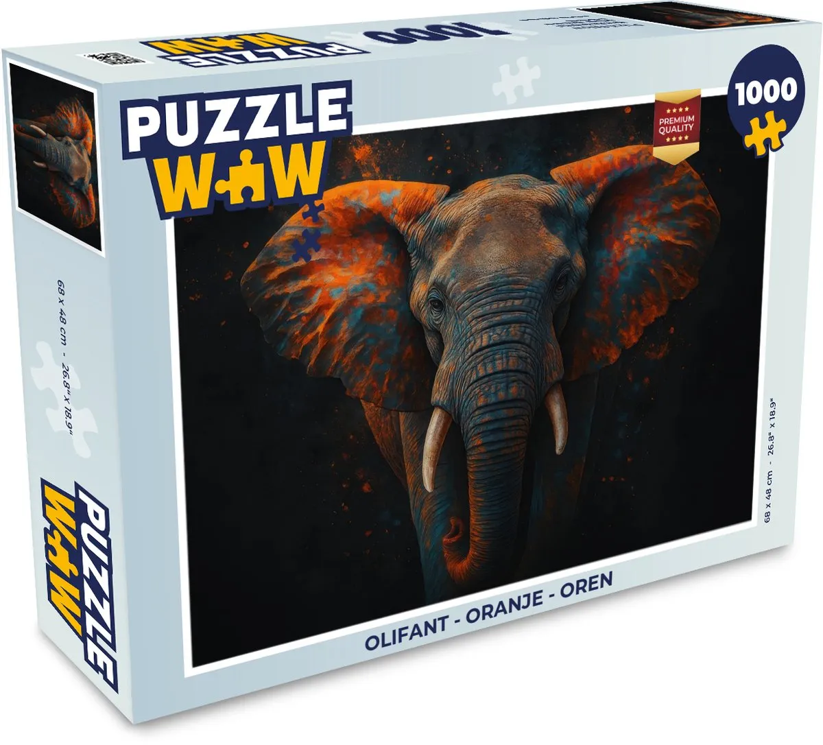PuzzleWow Legpuzzel Olifant 1000 Stuks - Oranje