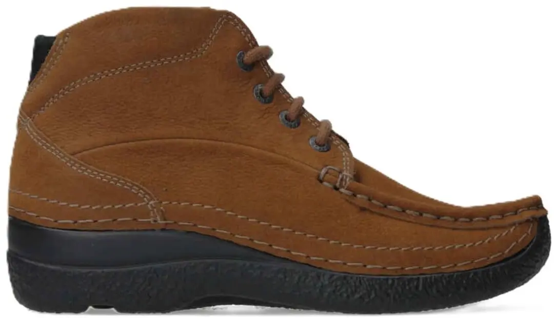 Wolky Roll Shoot Hoge Veterschoenen - Cognac Nubuck