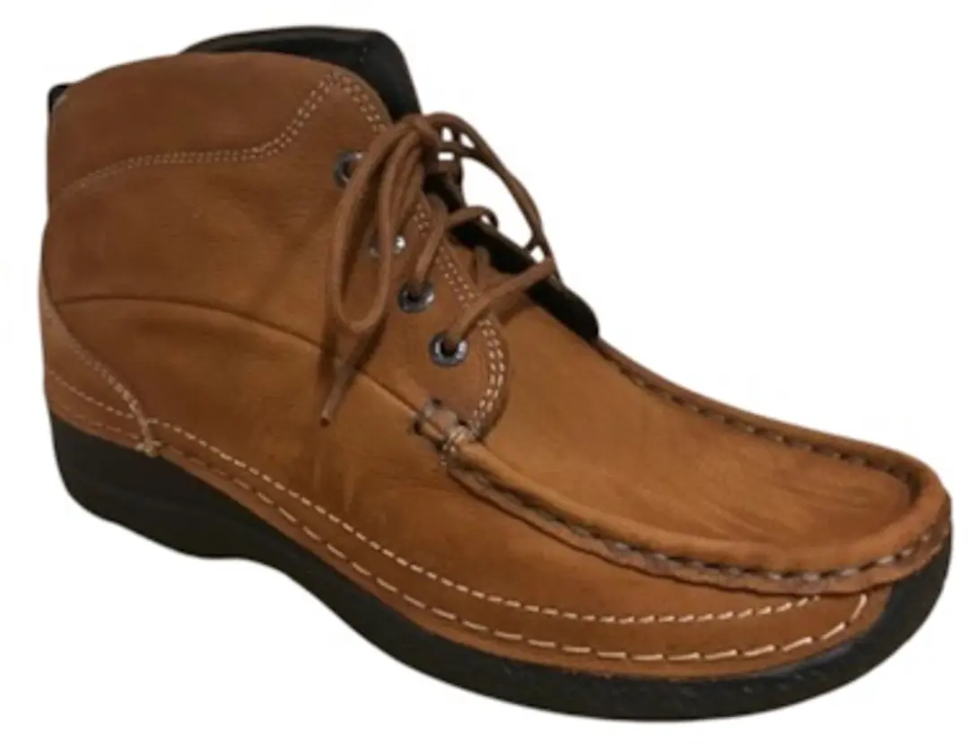 Wolky Roll Shoot Hoge Veterschoenen - Cognac Nubuck