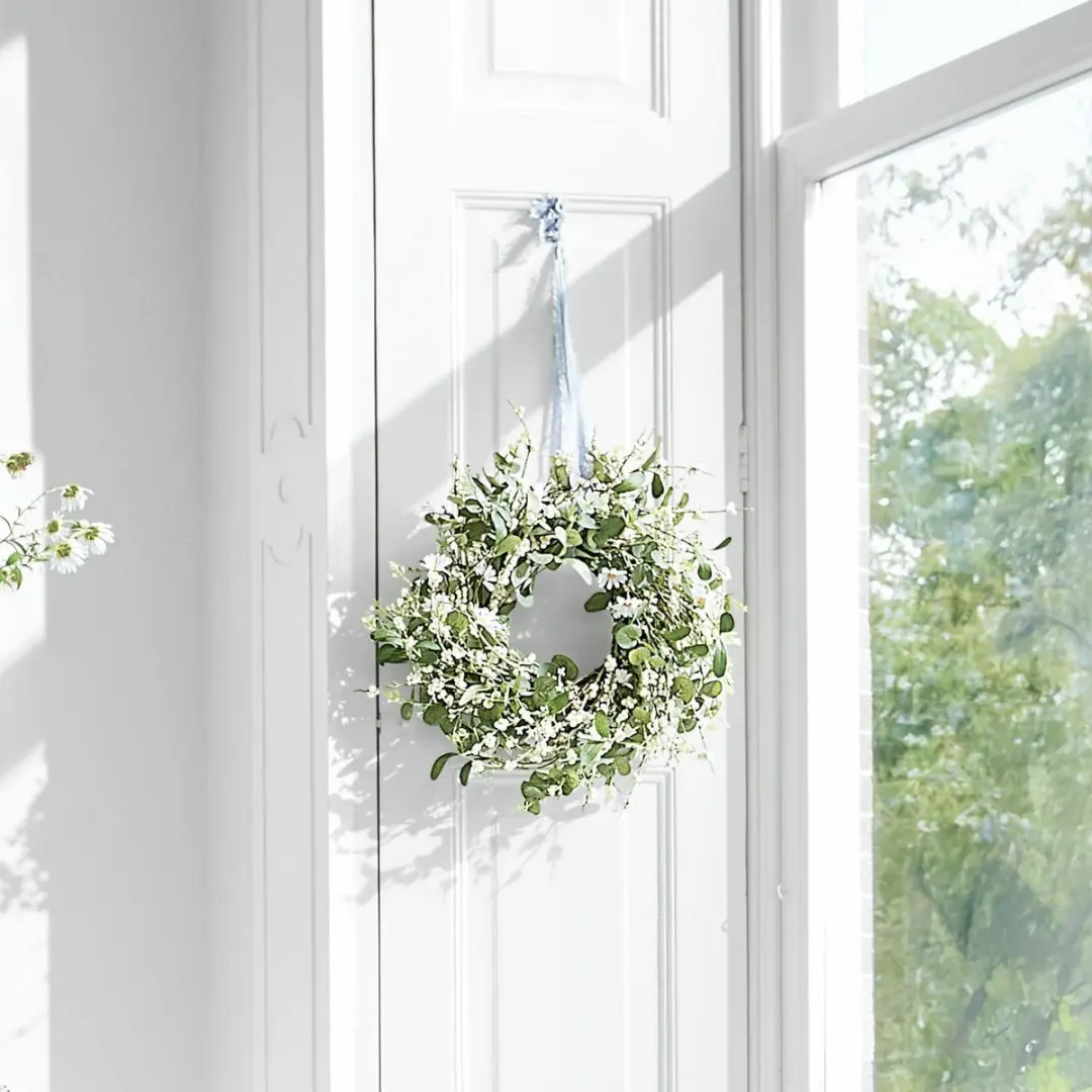 Loberon Krans Mixale 50cm - Groen/Wit - afbeelding 3 van 4