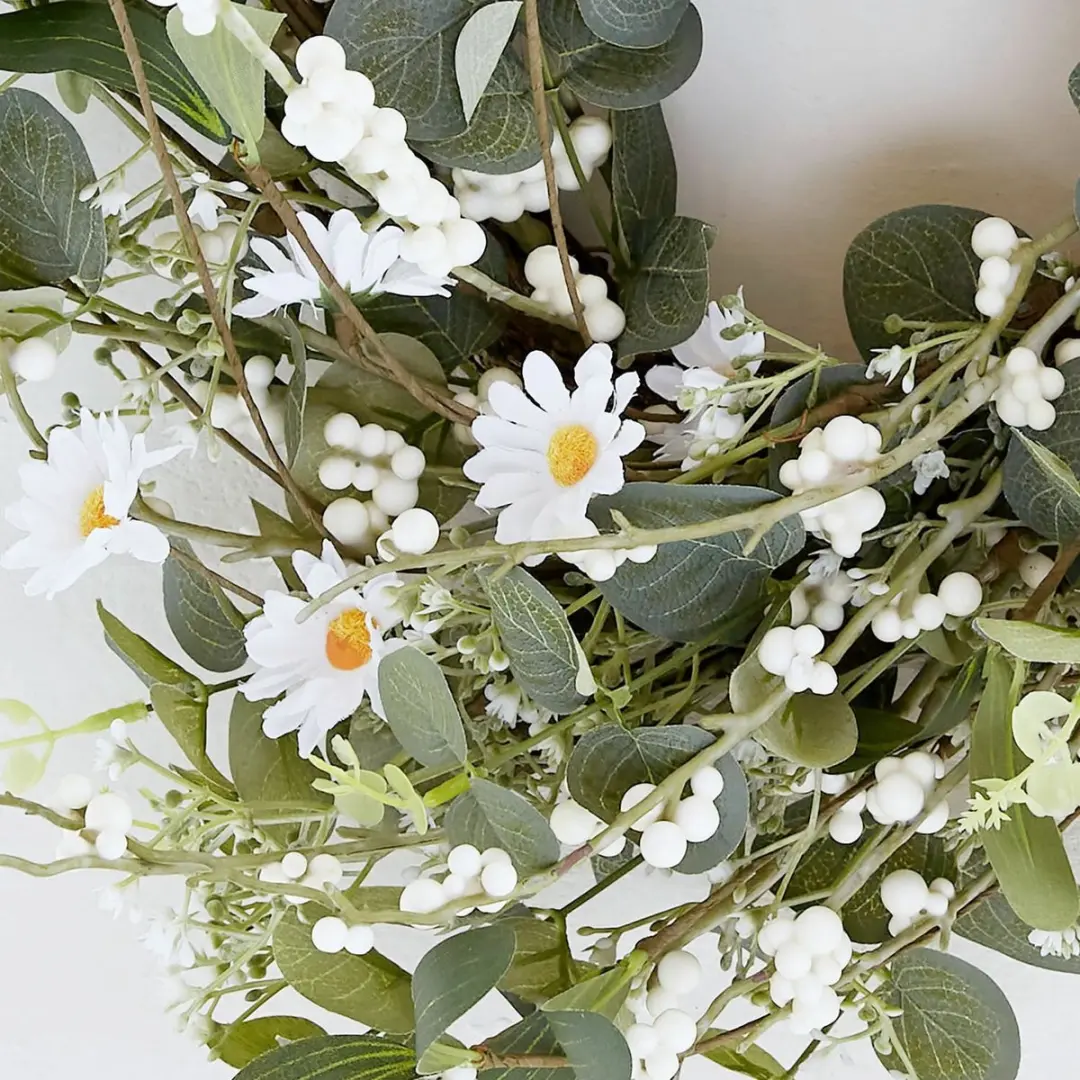 Loberon Krans Mixale 50cm - Groen/Wit - afbeelding 2 van 4