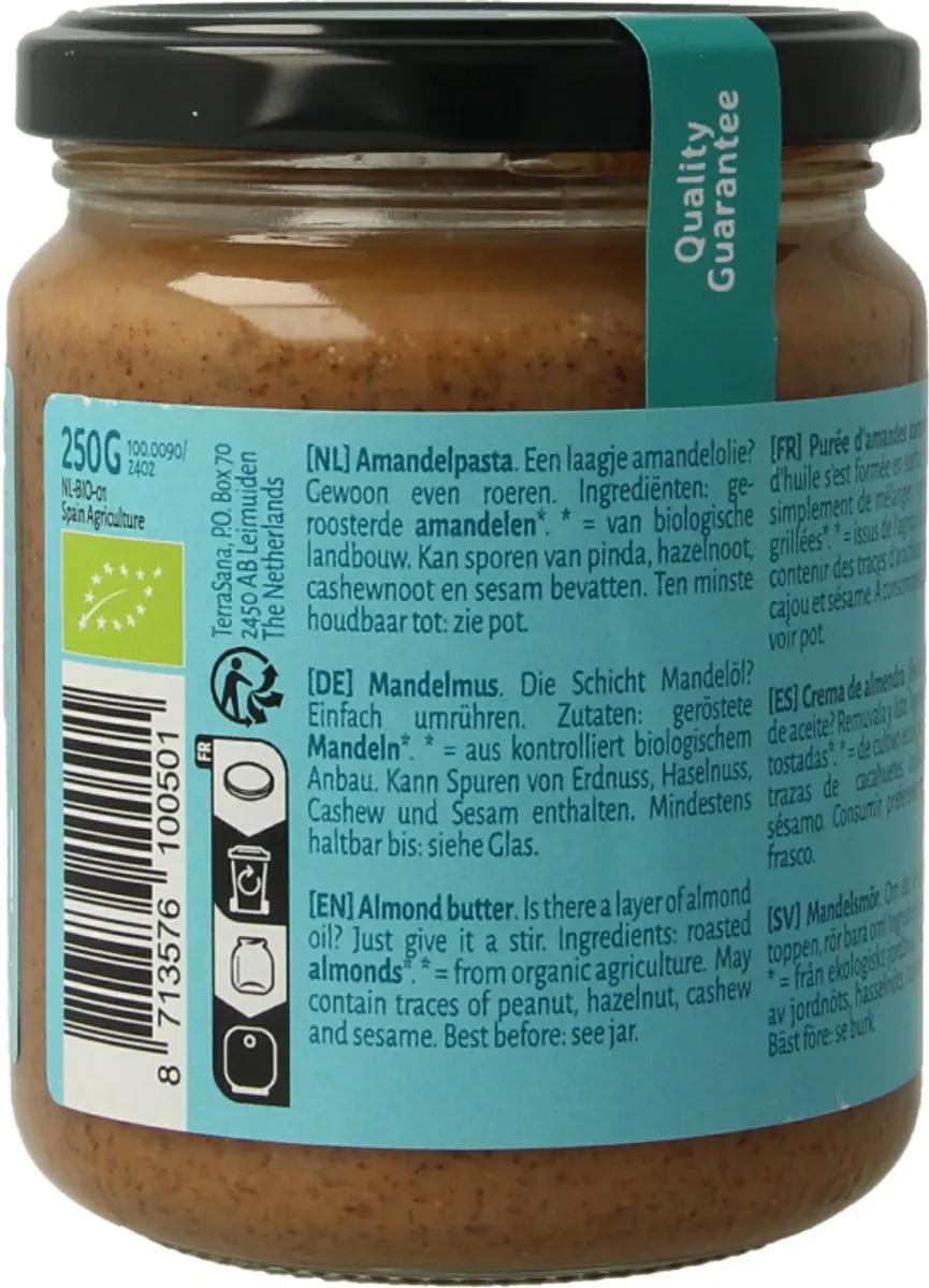 Terrasana Amandelpasta Zoutloos 250g