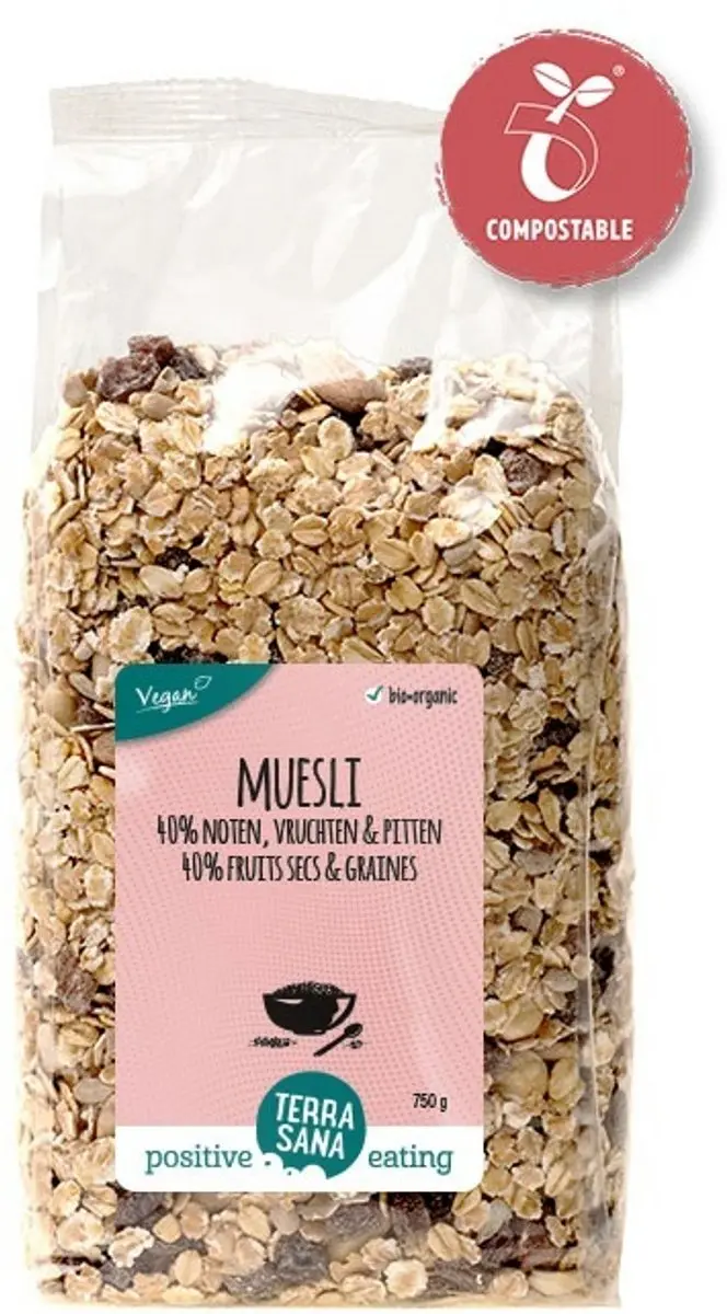 Terrasana Bio Muesli Noten & Zuidvruchten 750g