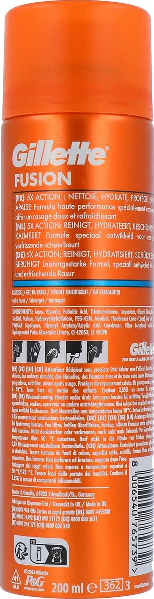 Gillette Fusion 5 ProGlide Scheergel 200ml - Met Cacaoboter